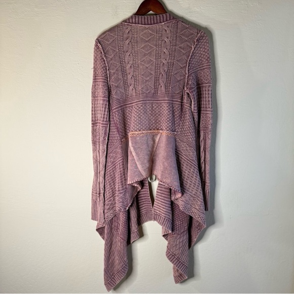 Free People All Washed Out Knit Cardigan Longline Open Front Size Small - Picture 4 of 9